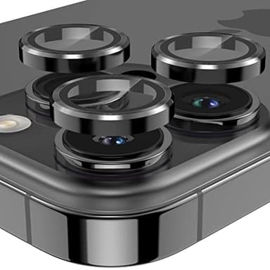 YWXTW Designed for iPhone 14 Pro Max Camera Lens Protector, for iPhone 14 Pro Camera Lens Protector, Individual Metal Anti Scratch HD Clear Case Friendly Tempered Glass Camera Cover, 1 Set (Graphite/Black) - Image 1