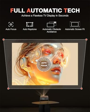 【Netflix-Licensed Projector & Native 1080P】Thinnest 3.36" Smart Mini Projector with WiFi and Bluetooth, Auto Focus & Keystone Portable Outdoor Projector, VOPLLS 4K Support Home Movie Projector - Image 2