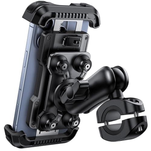 Lamicall Motorcycle Phone Mount Holder - [Dual Vibration Dampener] [Metal Adjustment Arm] Motorcycle Cell Phone Holder, Bike Handlebar Phone Mount, for iPhone 16/15/ 14/13 Pro Max, 4.7-6.7" Phones - Image 1