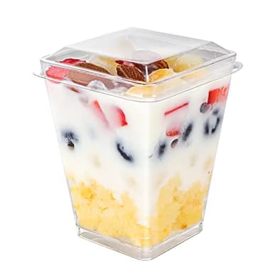 EASERCY 50 Pack 5 oz Plastic Dessert Cups with Lids, Yogurt Parfait/Appetizer Cup with Lids for Party, Mini Dessert Cups with Spoons Dessert Shooter Cups for Pudding, Fruit and Ice Cream - Image 5