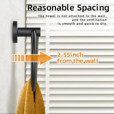 Matte Black Towel Ring 2Pack, SUS304 Stainless Steel Hand Towel Holder for Bathroom Kitchen, Modern Style Towel Hanger, Thicken Ring Towel Holder, Towel Rack Round Wall Mounted (2, Black) - Image 6