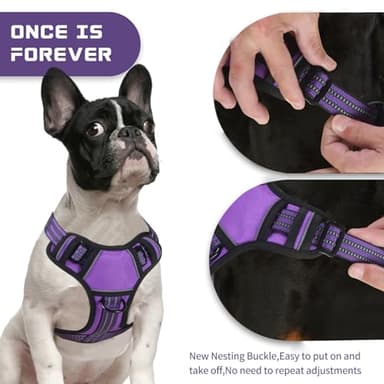 BUMBIN Dog Harness for Large Dogs, No Pull Adjustable No Choke Pet Vest with Dog Leash Fit Smart Reflective Pet Walking Harness for Training Easy Control Soft Handle Purple M - Image 4