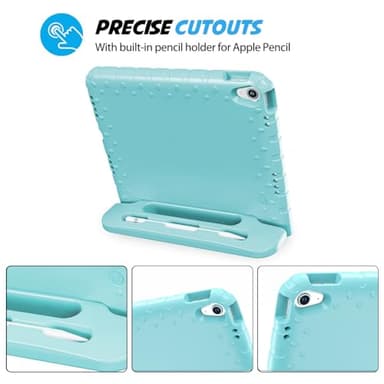 ProCase Kids Case for iPad A16 11th Generation 2025/iPad 10th Generation 2022 with Pencil Holder, iPad 11/10 Case Shockproof Lightweight Cover with Stand Convertible Handle for Children -Aqua - Image 6