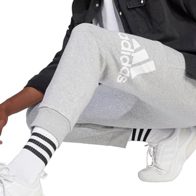 adidas Men's Essentials Fleece Tapered Cuff Big Logo Pants, Medium Grey Heather - Image 6