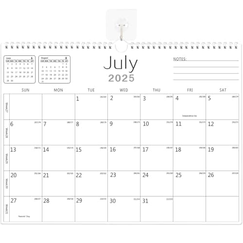 BHR Wall Calendar, Calendar 2025-2026 from July 2025 to December 2026 18 Months Calendars 14.7 inch×11 inch Julian Dates for New Year Christmas Gifts - Image 1
