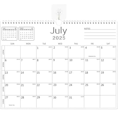 BHR Wall Calendar, Calendar 2025-2026 from July 2025 to December 2026 18 Months Calendars 14.7 inch×11 inch Julian Dates for New Year Christmas Gifts - Image 1