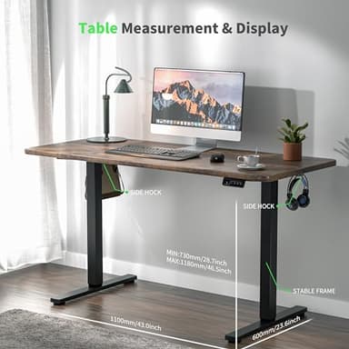 ERGOMAKER 43" Electric Standing Desk, Adjustable Height, Sit Stand Up Desk for Home Office & Computer Workstations, Memory Controller, Rustic Brown - Image 5