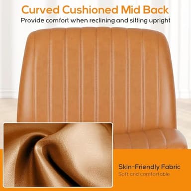 DUMOS Criss Cross Chair Legged Office Wide Comfy Desk Seat, No Wheels Armless Computer Task Seating, Swivel Vanity Home Height Adjustable - Image 7