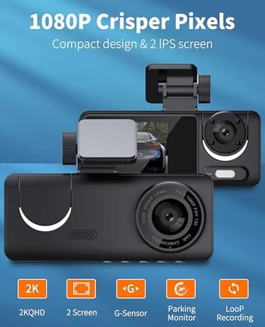 Dash Cam for Car, Front Dual Channel Dash Cam WiFi, Dash Camera for Cars 2.0" IPS Screen, App Control, G-Sensor, Loop Recording, 170° Wide Angle, Night Vision, Parking Mode - Image 2