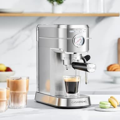 CASABREWS CM5418 Espresso Machine 20 Bar, Compact Espresso Maker with Steam Milk Frother, Stainless Steel Coffee Machine with 34oz Removable Water Tank for Cappuccino, Latte, Silver - Image 7