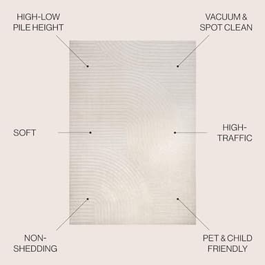 JONATHAN Y Hallie High-Low Curve Ivory/Cream Indoor/Outdoor Area Rug, 12x15, Minimalist, Pet Friendly, Non-Shedding, Stain Resistant, Hose-Washable for Backyard, Patio, Porch (SCN100B-15) - Image 2