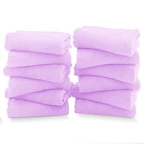 TENSTARS 12 Pack Premium Washcloths Set - Quick Drying- Soft Microfiber Coral Velvet Highly Absorbent Wash Clothes - Multipurpose Use as Bath, Spa, Facial, Fingertip Towel (Purple) - Image 1