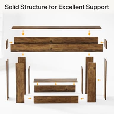 Tribesigns 63" Console Table, Farmhouse 2-Tier Entryway Table with U-Shaped Base, Narrow Long Wood Sofa Table Behind Couch Table for Living Room, Hallway, Foyer, Vintage Brown - Image 6
