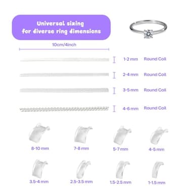 GFJAOND Ring Size Adjuster for Loose Rings 12 Pack | Invisible Ring Guard Insert & Spiral Resizer Kit | Comfort Fit for Women/Men (12 Sizes + Polishing Cloth) - Image 2
