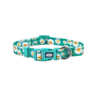 Olahibi Floral Pattern Dog Collar, Pretty Daisy Print, Durable Nylon with Reflective Stripes, Adjustable Length, for Large Dogs.(Large, Green Daisy) - Image 1
