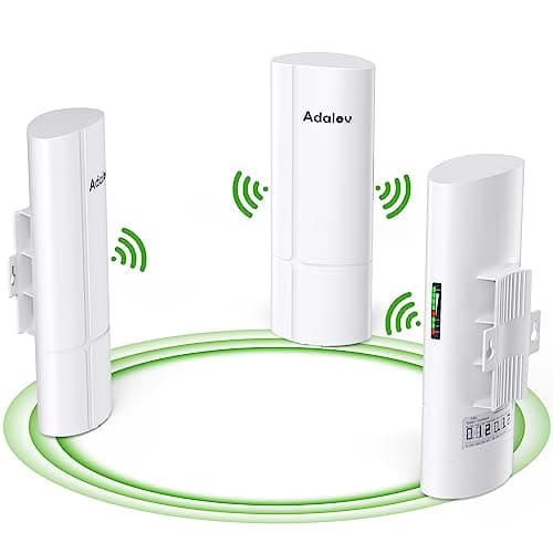 AdaLov 3PCS Wireless Bridge Kit, Gigabit Point to 2 Points Outdoor WiFi Bridges for 3Km Long Range Network Expansion, 5.8G High Speed WiFi to Ethernet CPE with 1000Mbps LAN Port for Garage, Barn, Farm - Image 1