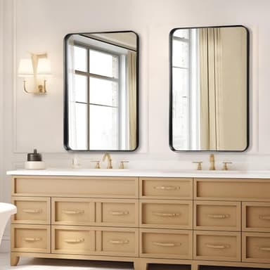 Fabuday Bathroom Mirror Over Sink - 24x36 Inch Black Framed Rectangle Bathroom Mirror for Vanity, Wall Mounted Bathroom Mirrors for Restroom, Farmhouse, Entryway, Hangs Vertically or Horizontally - Image 4
