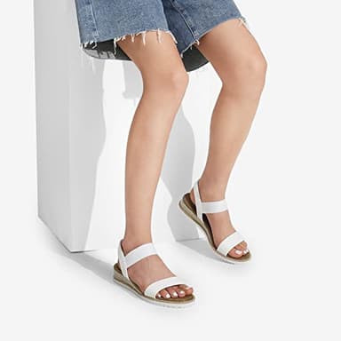 DREAM PAIRS Womens Espadrilles Ankle Stretch Elastic Strap Open Toe Wedges Flats Sandals,Size 11,White,SDPW2310W - Image 6