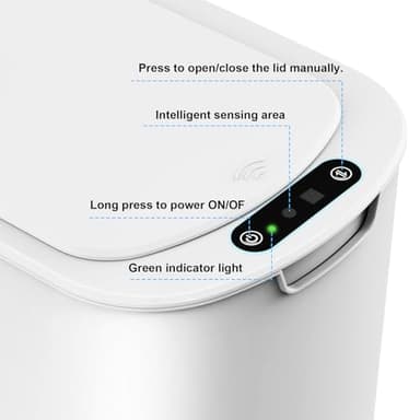 Cesun Motion Sensor Trash Can, 5 Gallon Automatic Bathroom Garbage Can with Lid, Touchless Smart Plastic Slim Wastebasket for Bathroom, Office, rv, Bedroom, Living Room, White - Image 5