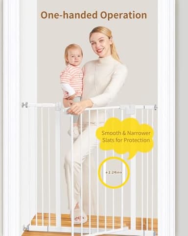 InnoTruth 29-39.6”Baby Gate for Stairs,36" Extra Tall Dog Gate for The House,Dual-Lock Safety and One Hand Opening Design,Kid Gate for Doorways,Kitchen,Room,Wall-Friendly Pressure Mounted, Pure White - Image 5