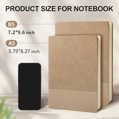 TSFPapier Lined Journal Notebook for Work College Ruled Note Book 5.79"x8.27" A5 PU Leather Daily Journaling 216 Pages for Women Men Writing Home School Supplies Business (A5 Lined 216pages, 01-Khaki) - Image 2