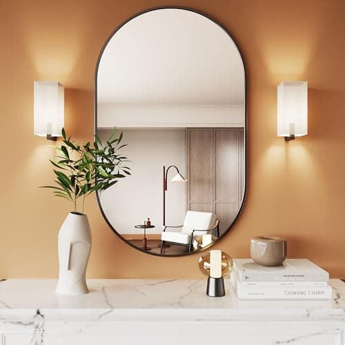 Protylctaster Oval Mirrors,Oval Bathroom Mirrors,20x28 Black Mirror,espejos decorativos de pared,Bathroom Mirrors for Over Sink(Black) - Image 1