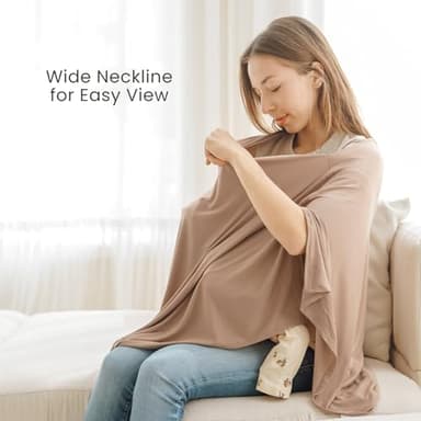 Konssy Knit Nursing Cover for Breastfeeding, 360 Full Privacy Breathable Breastfeeding Cover, Multi-use Carseat Canopy(Clay) - Image 2