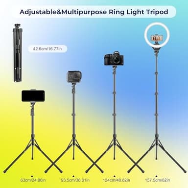 Aureday 14'' Selfie Ring Light with 62'' Tripod Stand and Phone Holder, Dimmable LED Phone Ringlight for Makeup/Video Recording/Photography, Circle Lighting for All Cell Phones&Lightweight Cameras - Image 5