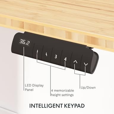 FLEXISPOT E6 Essential Bamboo 3 Stages Dual Motor 60x30 Inch Electric Height Adjustable Standing Whole-Piece Board Desk Sit Stand Up Desk (White Frame + Bamboo Desktop) - Image 5