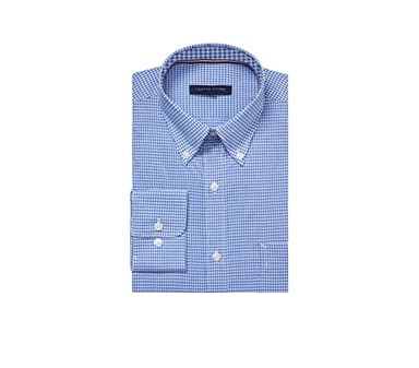 Tommy Hilfiger Men's Dress Shirt Regular Fit Non Iron Gingham, English Blue, 16.5" Neck 34"-35" Sleeve - Image 1