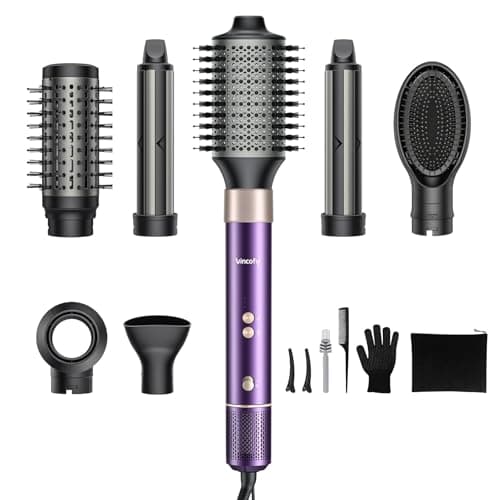 Vincofy 7-in-1 Hair Dryer Brush and Hair Styler Set – Fast Drying, Curling, Straightening & Volumizing – Hot Air Styling Tool with No Heat Damage – for All Hair Types – Lavender - Image 1