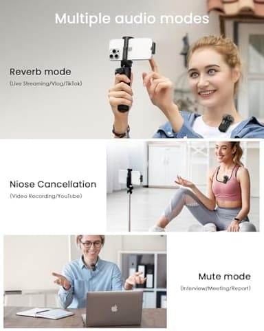 PQRQP Microphone for iPhone/Android, Hide and Wear The Radio to Hide, Accessories are Neat, Charging and Storage 2-in-1, Suitable for Live Broadcast or Short Video Shooting-AB1 - Image 4