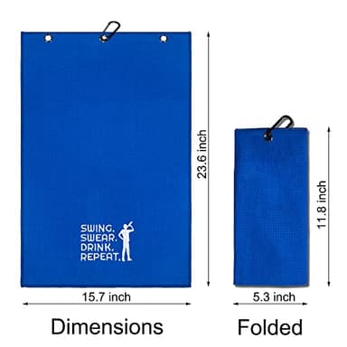 TOUNER Funny Golf Towel Gift for Dad, Retirement Gifts for Men Golfer, Funny Golf Towel for Men, Embroidered Golf Towels for Golf Bags with Clip (Swing Swear Repeat Man) - Image 2