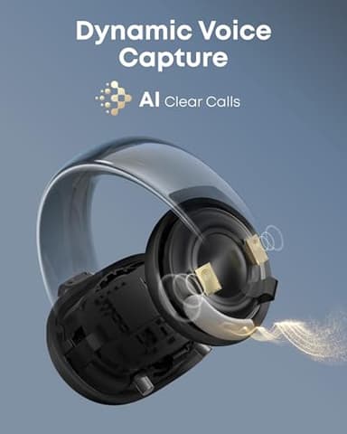 Soundcore AeroClip by Anker, Open-Ear Earbuds, Clip-On Headphones, Adaptive Comfort, Clear Calls with 4 Mics and AI, Stable Fit, 12mm Drivers for Powerful Bass, Hi-Res, Open-Ring Design (Renewed) - Image 3