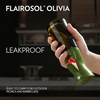 FLAIROSOL OLIVIA Oil Sprayer for Cooking, 200ml Glass Olive Oil Sprayer, Continuous Cooking Spray with Portion Control, Oil Dispenser for Kitchen, Air Fryer, Salad, BBQ (Green Bottle, Gold Print) - Image 4