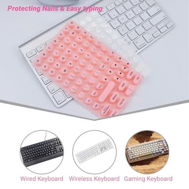 Raised Keyboard Stickers for Long Nails with Letters - Heart-Shaped Antistatic Silicone Protective Cover with Tweezers, Wet Wipes, Dry Towel & Jelly Glue, Ideal for Typing, Gaming & Nail Art (70 Pcs) - Image 7