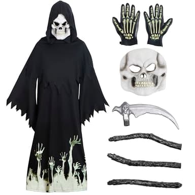 Spooktacular Creations Glow in the Dark Grim Reaper Costume for Boys, Halloween Costumes for Kids, Boys-3T(3-4yr) - Image 3