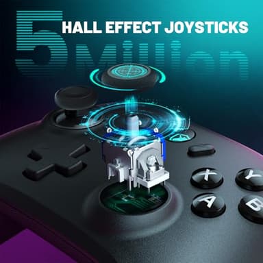 ECHTPower Wireless PC Gaming Controller - Hall Effect Joystick, 2.4G & Wired 1000Hz Polling Rate, 800mAh Battery, Adjustable Turbo/Vibration - for PC/Switch/iOS/Android - Image 2