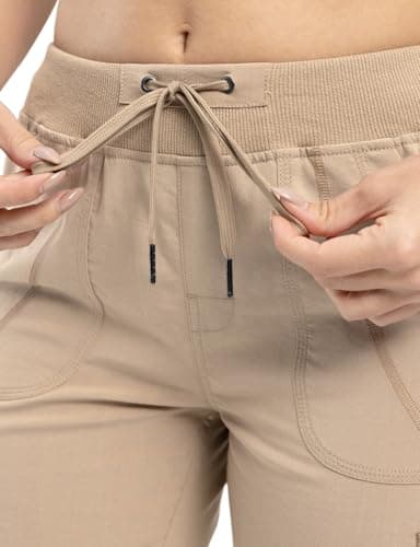 TBMPOY Womens Cargo Capris Hiking Lightweight Pants 6 Pockets Quick Dry Casual Outdoor Trip Loose Shorts Cropped Cotton Khaki S - Image 4