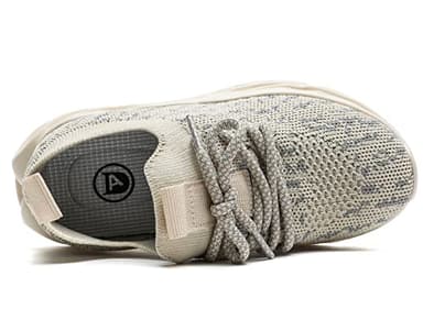 DADAWEN Boys Girls Lightweight Breathable Sneakers Kids Tennis Shoes Athletic Running Shoes for Toddler/Little Kid Beige US Size 7 M Toddler - Image 3