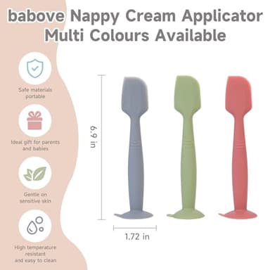 babove Baby Diaper Cream Spatula Applicator 3 Pack Butt Paste Spatula Soft Silicone,Diaper Rash Cream Applicator, Baby Essentials Must Haves Newborn Stuff (Red Green Grey) - Image 6
