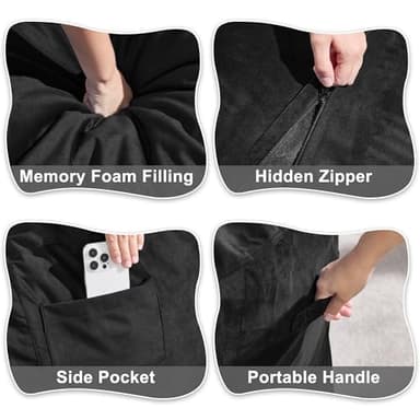 Hobestluk 5FT Bean Bag Chair Giant Bean Bag Chairs for Adults Large Bean Chairs with Removable Cover, Beanbag Chair with Filler, Adult Bean Bag Chairs for Living Room, Bedroom - Image 6