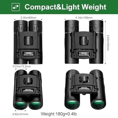 Compact Binoculars for Adults and Kids,Waterproof HD Binocular Professional with Low Light Night Vision High Powered Mini Binoculares for Bird Watching Hunting Concert Theater Camping (40 * 22) - Image 5