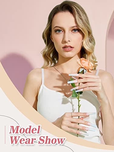 Quaferen Clear Square Nail Tips, 504PCS 3XL Long No C Curve Nail Tips, Half Cover Flat Tapered Square Straight Gel Acrylic False Nails Tips for DIY Salon Home - Image 2