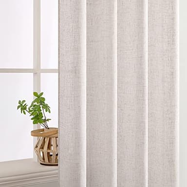 MIULEE White Short Linen Curtains 45 Inch Length 2 Panels for Kitchen Bedroom Bathroom, Soft Thick Linen Textured Natural Basement Window Drapes Semi Sheer Light Filtering Back Tab Rod Pocket - Image 5