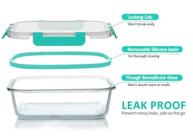 [10-Pack]Glass Meal Prep Containers with Lids, MCIRCO Glass Food Storage Containers with Snap Locking Lids, Airtight Lunch Containers, Microwave, Oven, Freezer and Dishwasher, Green - Image 3