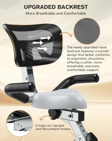 Pooboo Folding Exercise Bike, Foldable Fitness Stationary Bike, Upright Indoor Cycling Bike, 4-in-1 Magnetic X-Bike with Ergonomic Handrail Grips, Upgraded Mesh Backrest for Home Gym Workout - Image 2