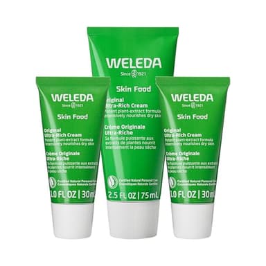 Weleda Skin Food Original Ultra-Rich Body Cream Trio, 3 Piece Set, 2.5 Fluid Ounce (Pack of 1), 1 Fluid Ounce (Pack of 2), Plant Rich Moisturizer and Lip Care with Chamomile and Calendula - Image 1
