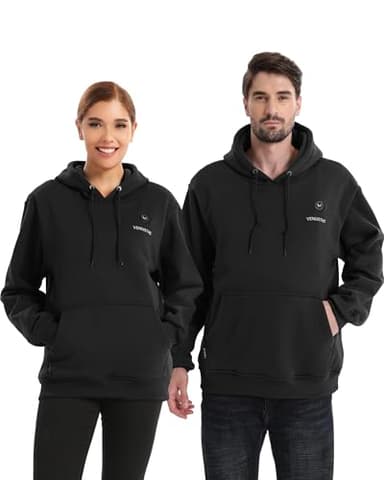 Venustas Unisex Pullover Heated Hoodie with Battery Included, Heated Sweatshirt for Men and Women Black - Image 3