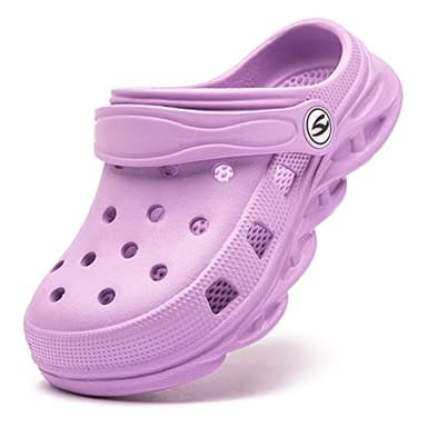 HOBIBEAR Girls Classic Graphic Toddler Garden Clogs Slip on Water Shoes (Purple-Size 8 Toddler) - Image 1